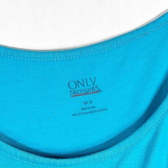 Only Necessities Plus Size 5X Top Turquoise Blue Short Sleeve Scoop Neck 1654 - Picture 8 of 9